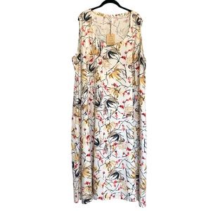 NWT Blue Sky Linen Blend Tiki Dress in Almond Bloom Size 2X